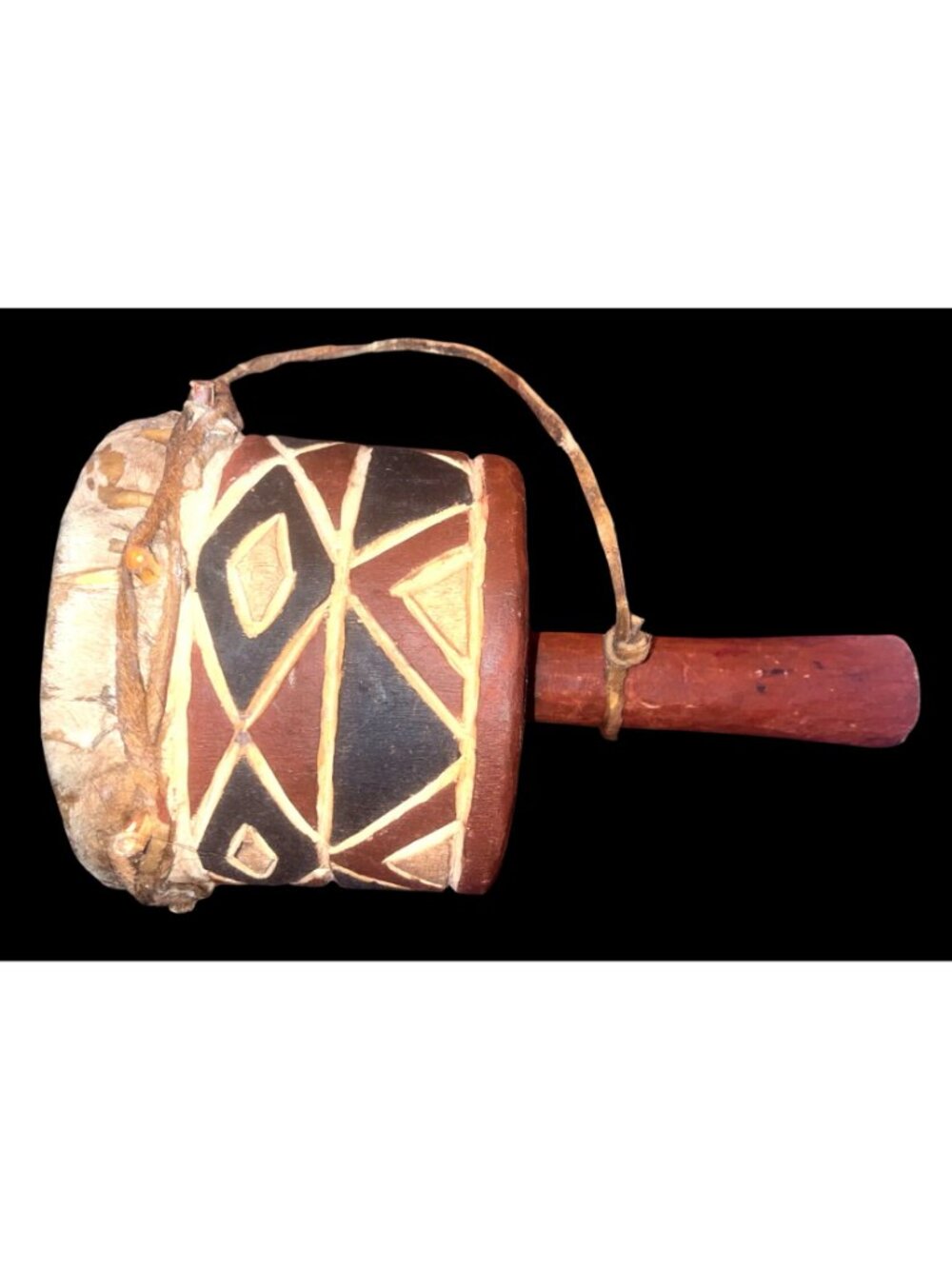 Zimbabwean Tonga Budima Hand Drum Shona Motif African Tribal Art - Picture 2 of 5